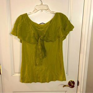 Bashara Lesser Lime Green Off The Shoulder Ruffle Top Size Large